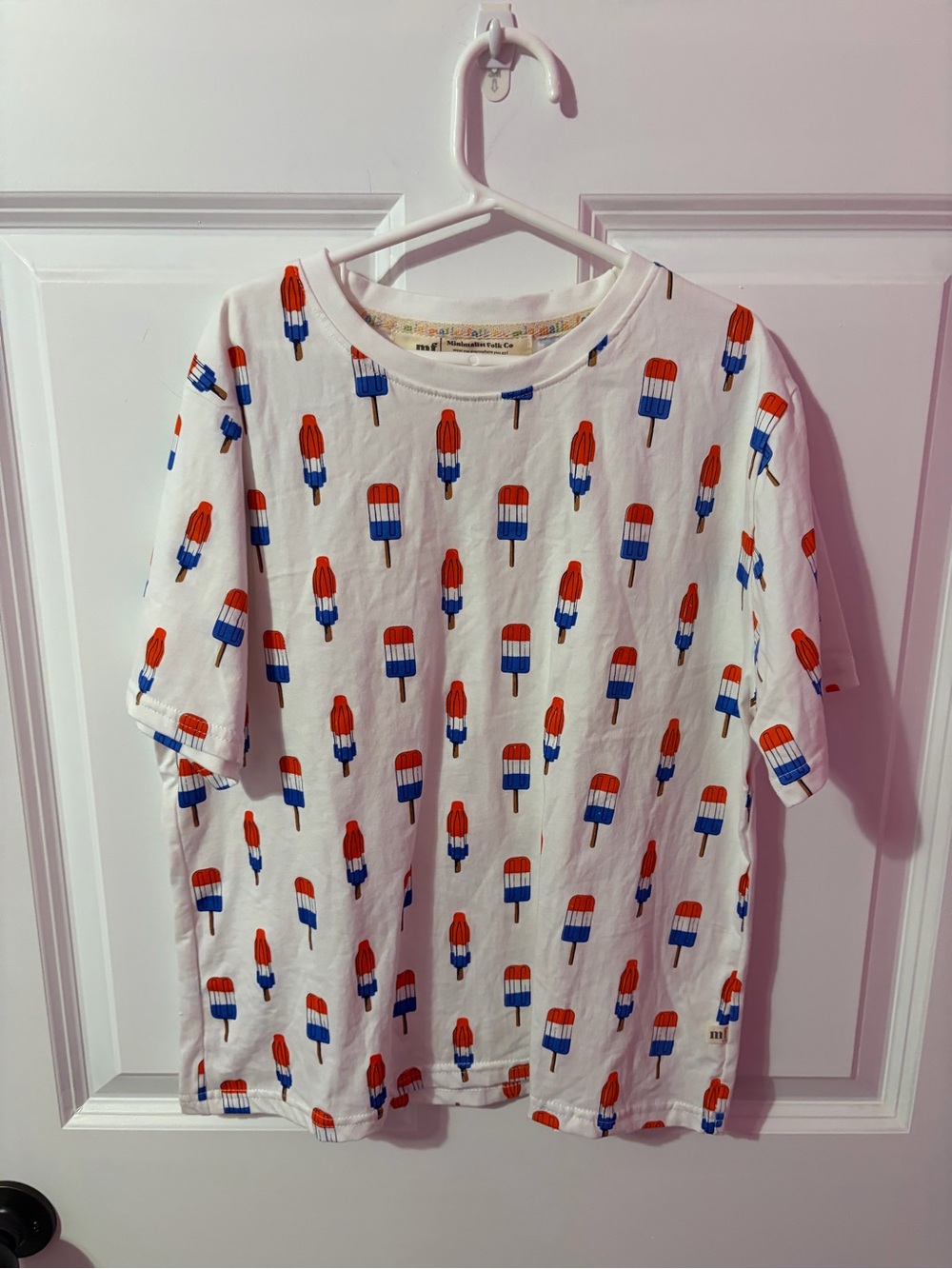 Kids White Popsicle Print Short Sleeve Tee - Red & Blue